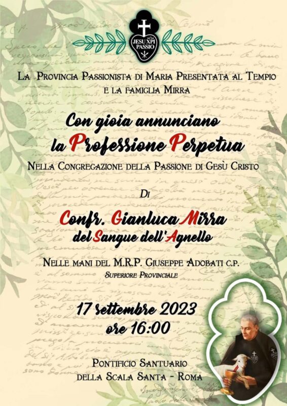 Professione perpetua di confr. Gianluca Mirra